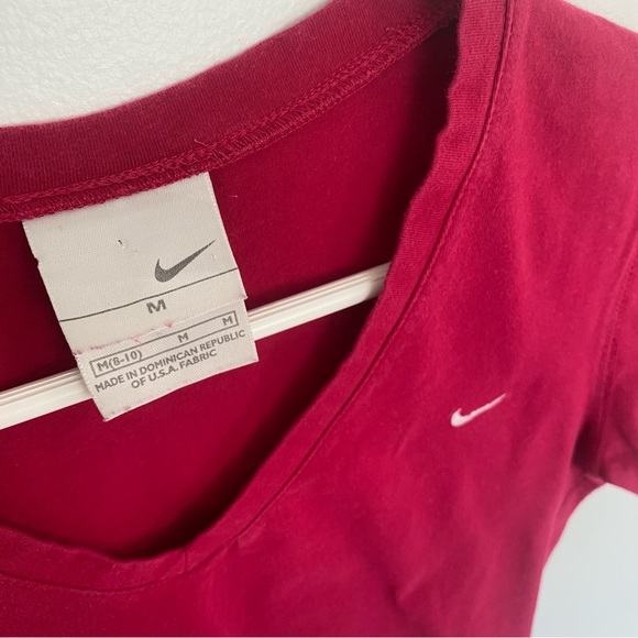 Vintage Nike Short Sleeve Pink V-Neck T-Shirt - Picture 2 of 4